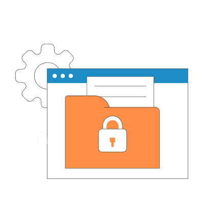 Illustration of data security with a lock and server