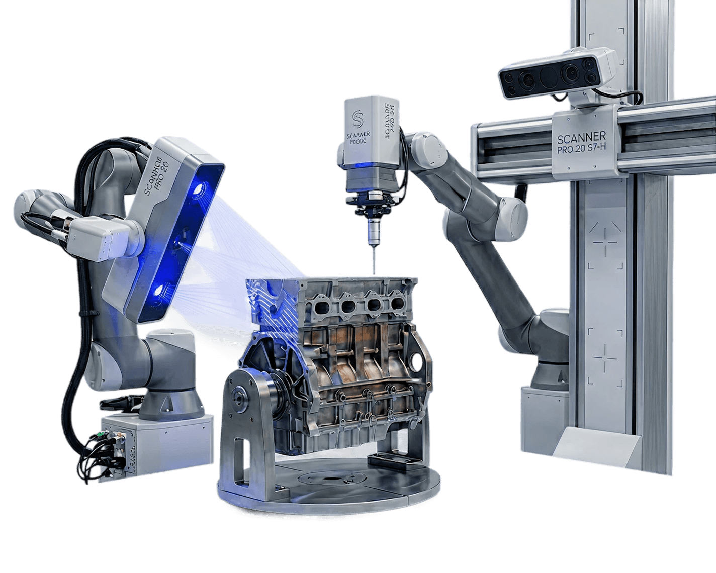 Industrial metrology equipment — robotic arm and CMM
